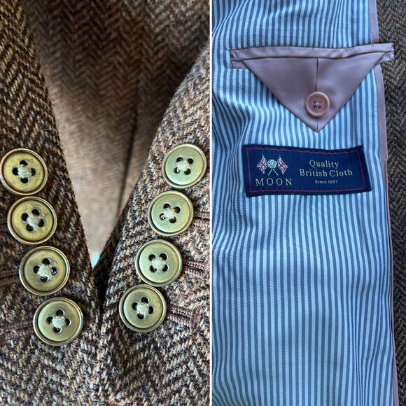 J.Crew Bristol Double Breasted Blazer Jacket Herringbone Wool Brown Size 6 - Picture 5 of 10